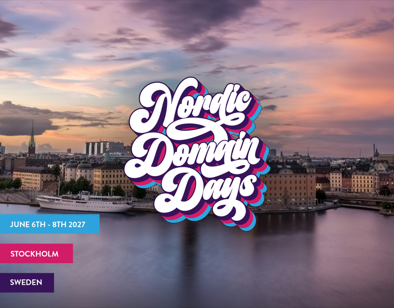 Nordic Domain Days, June 6th to 8th 2027, Stockholm, Sweden